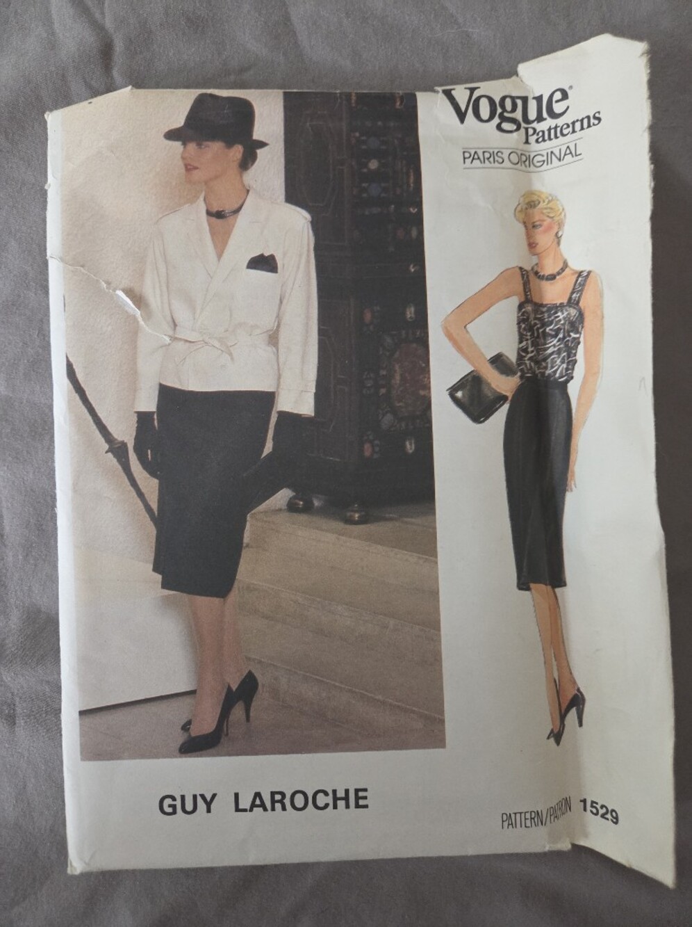 Vintage 1985 Vogue Paris Original Guy Laroche 1529 Sewing Pattern Size 12